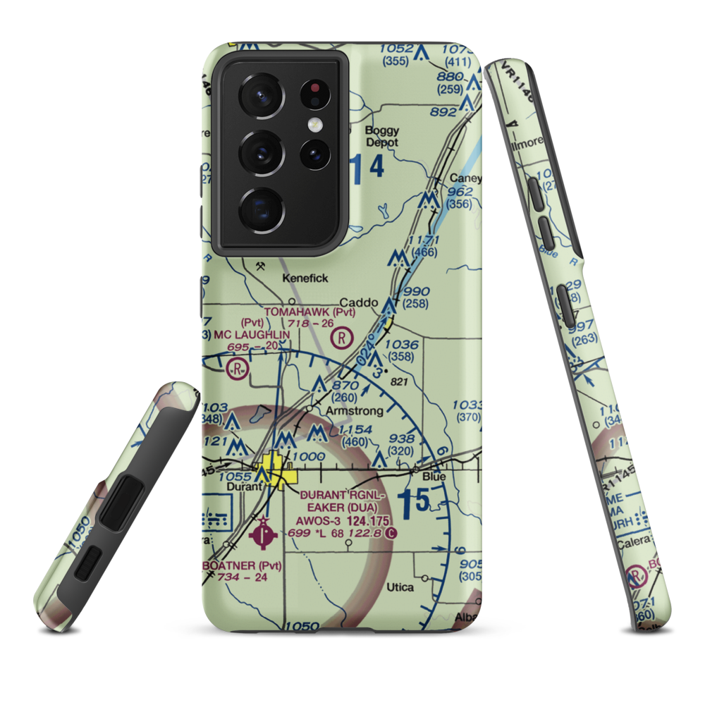 Tomahawk Airport (9OK4) VFR Sectional Samsung Phone Case Samsung Galaxy S21 Ultra model shown
