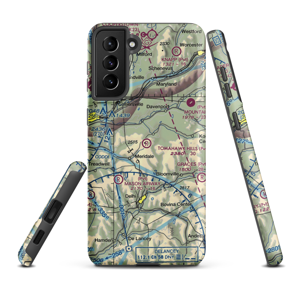 Tomahawk Hills Airport (5NY1) VFR Sectional Samsung Phone Case Samsung Galaxy S21 Plus model shown