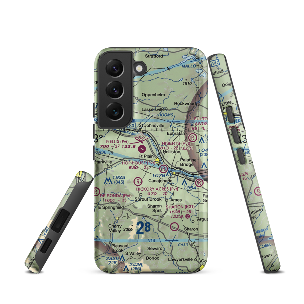 Tomcat Airport (44NY) VFR Sectional Samsung Phone Case Samsung Galaxy S22 model shown