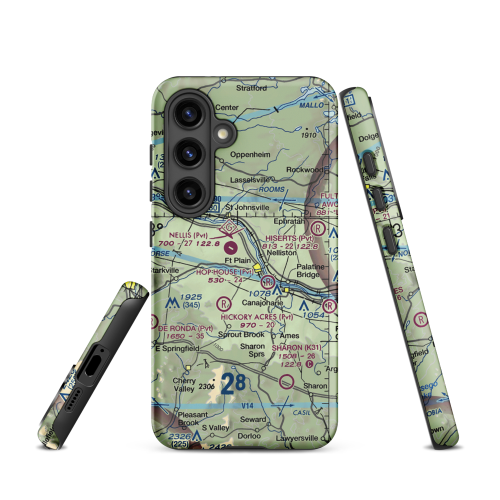 Tomcat Airport (44NY) VFR Sectional Samsung Phone Case Samsung Galaxy S24 model shown