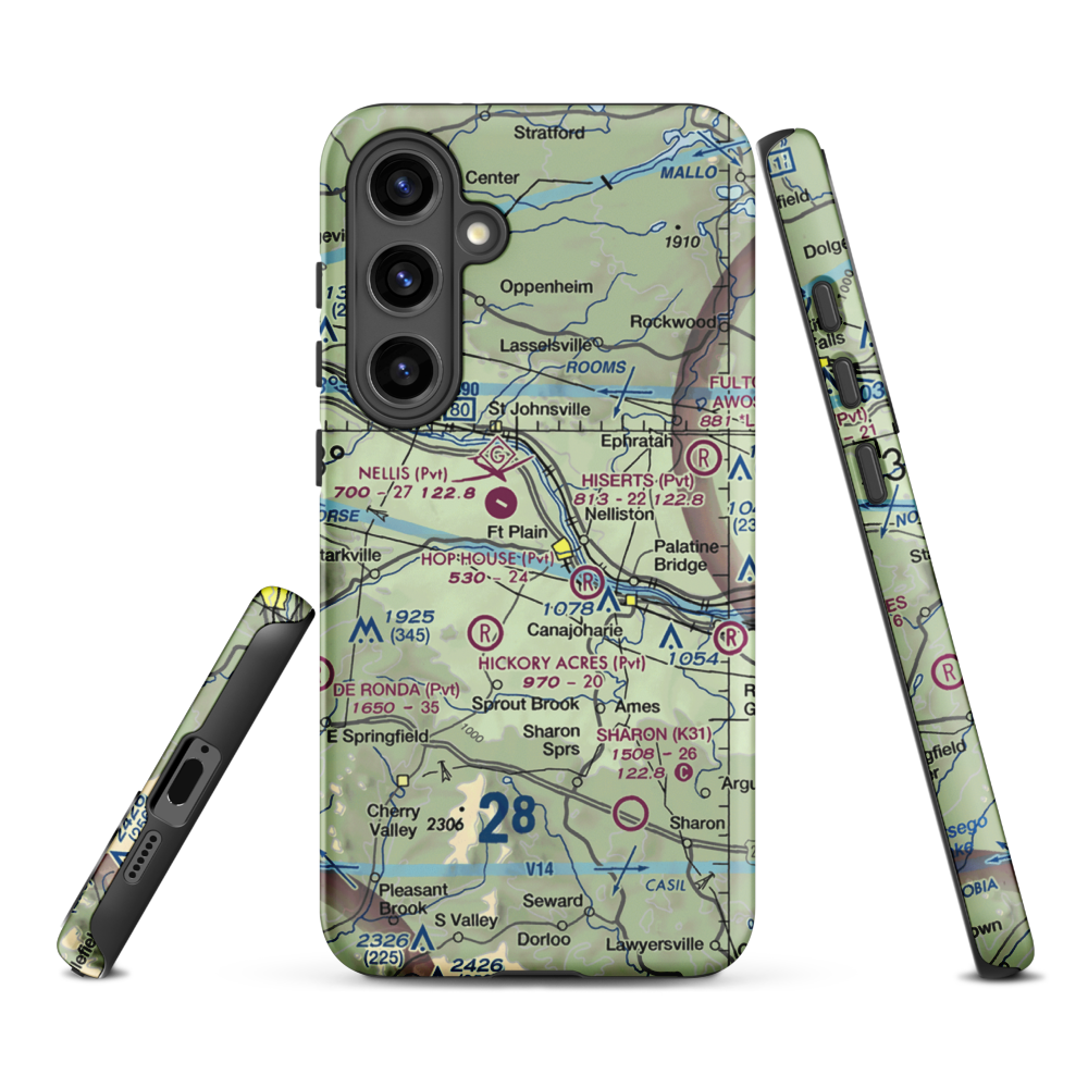 Tomcat Airport (44NY) VFR Sectional Samsung Phone Case Samsung Galaxy S24 Plus model shown