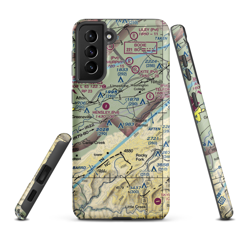 Tommy's Field Airport (4TN5) VFR Sectional Samsung Phone Case Samsung Galaxy S21 Plus model shown