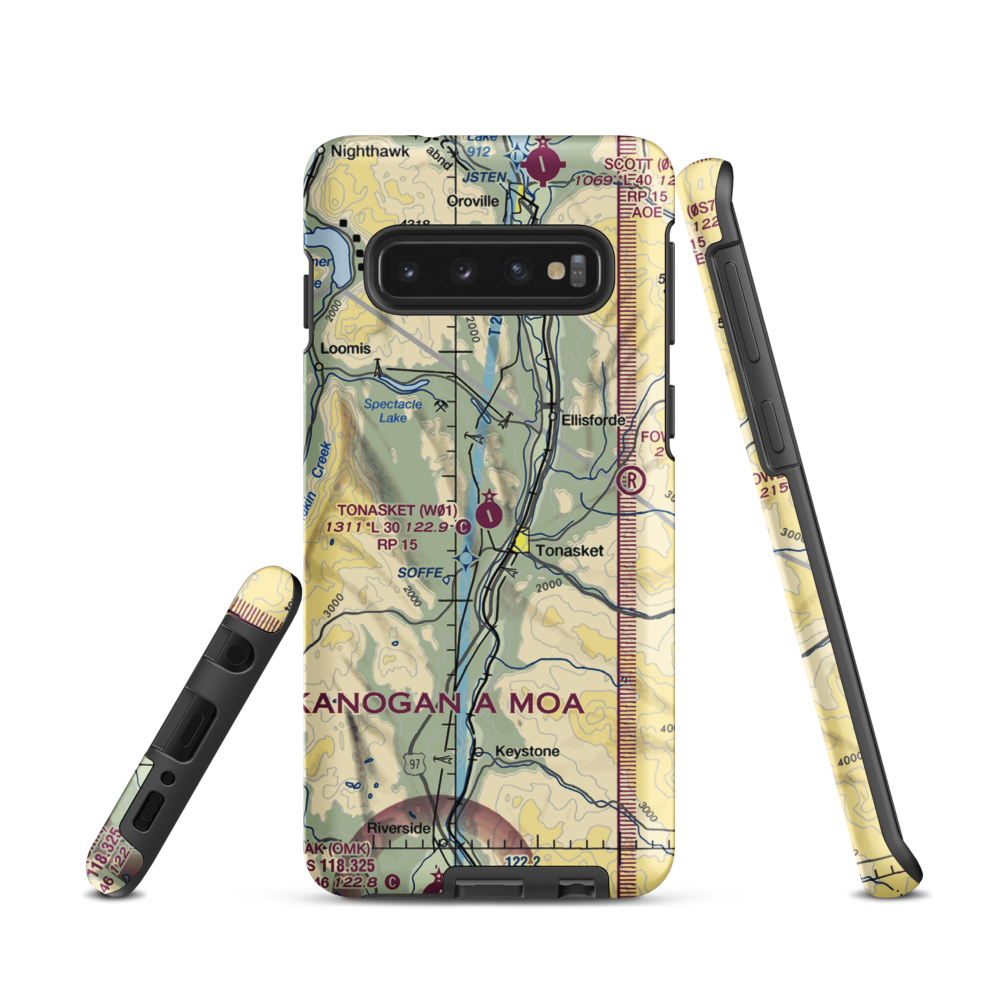 Tonasket Municipal Airport (W01) VFR Sectional Samsung Phone Case Samsung Galaxy S10 model shown