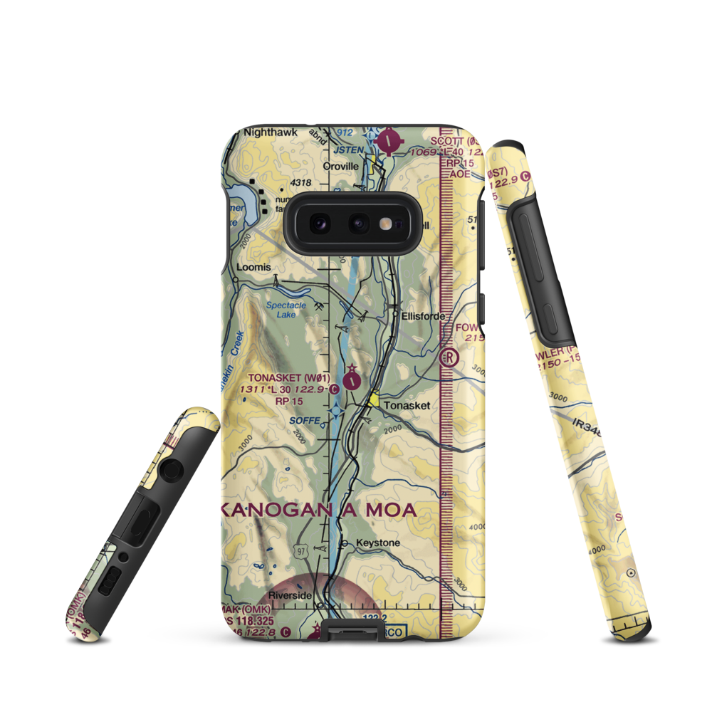 Tonasket Municipal Airport (W01) VFR Sectional Samsung Phone Case Samsung Galaxy S10e model shown