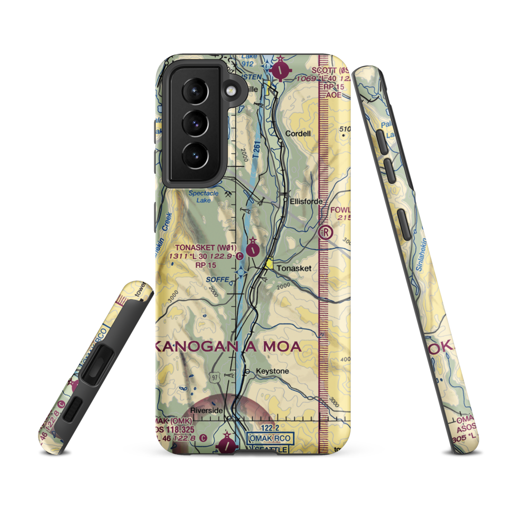 Tonasket Municipal Airport (W01) VFR Sectional Samsung Phone Case Samsung Galaxy S21 FE model shown