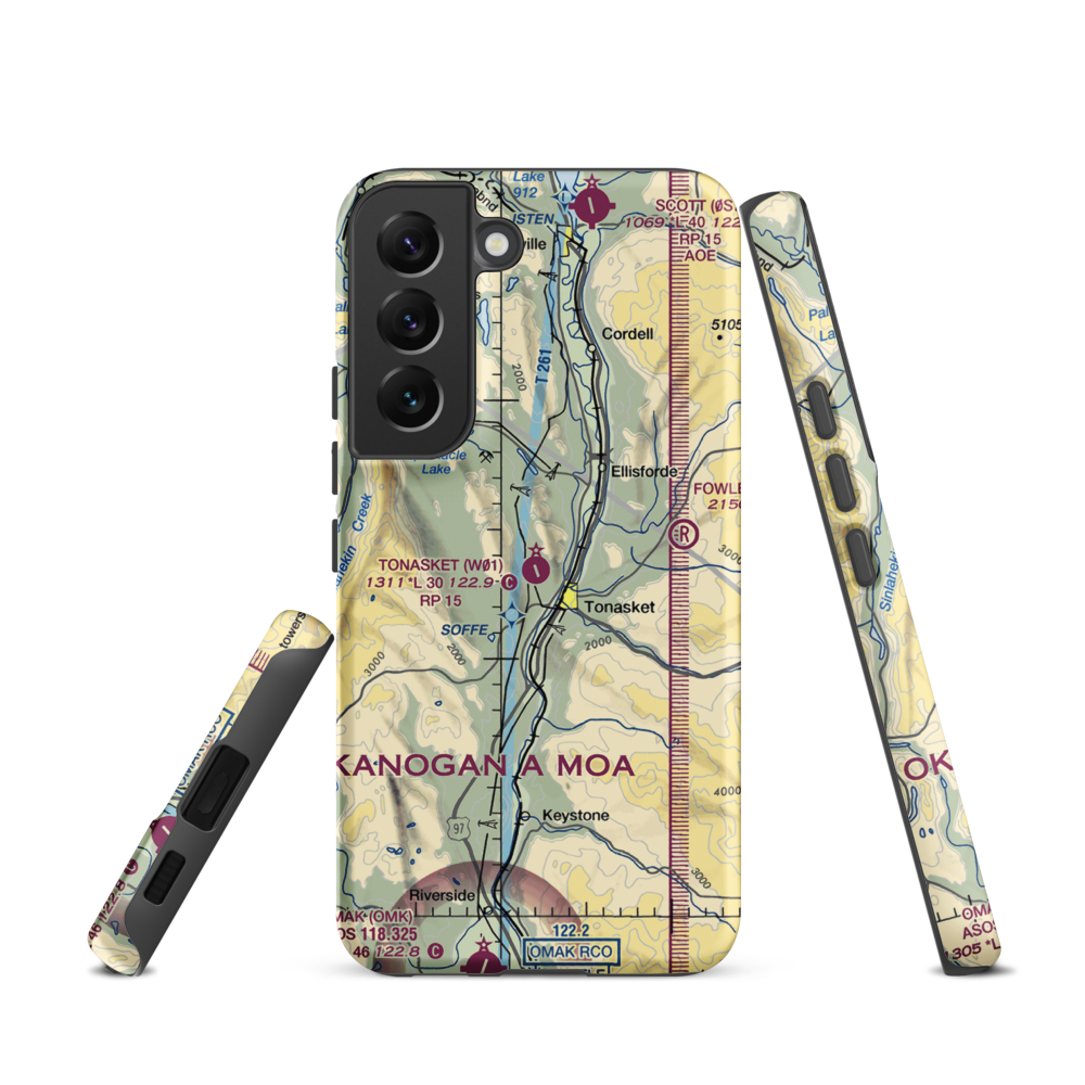 Tonasket Municipal Airport (W01) VFR Sectional Samsung Phone Case Samsung Galaxy S22 model shown