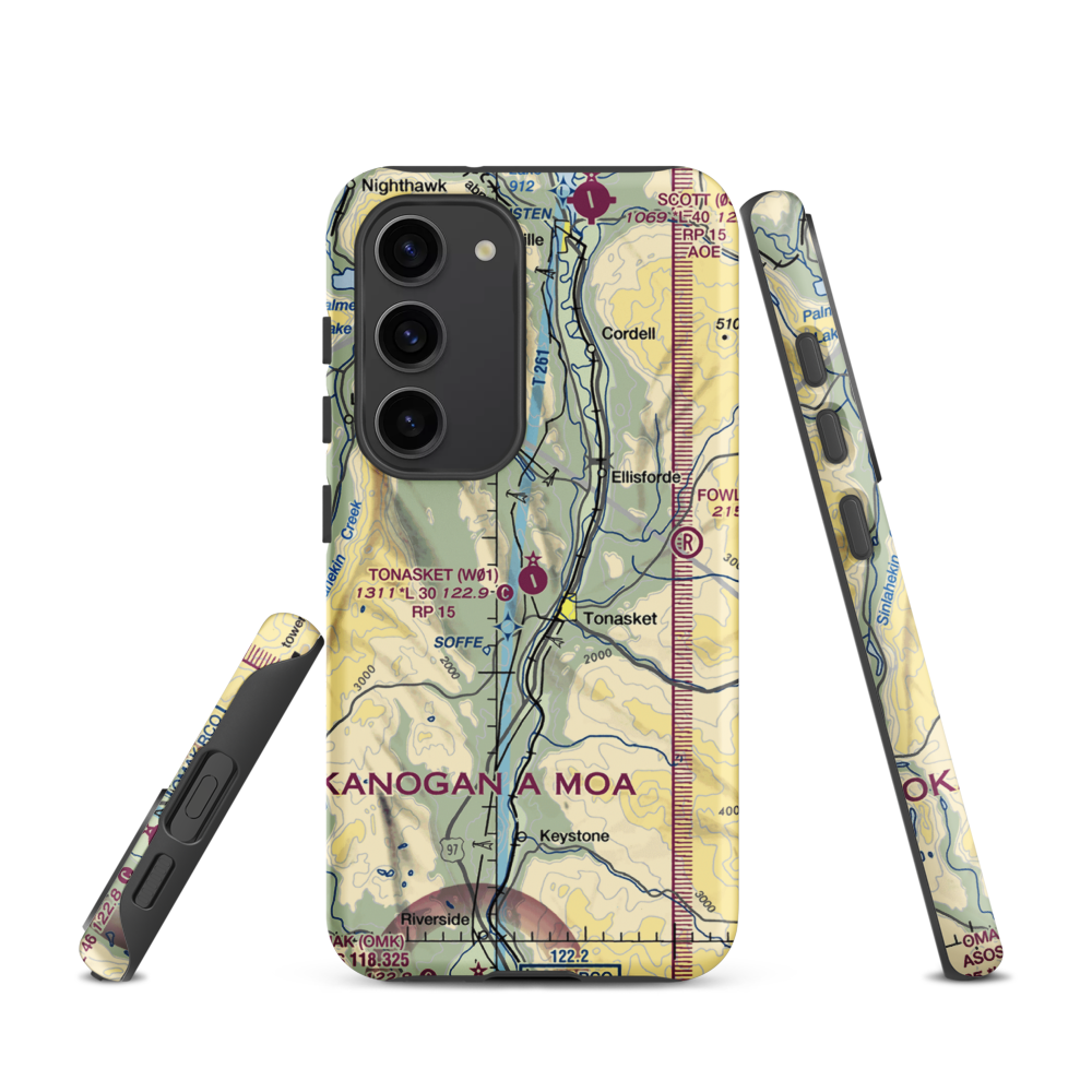Tonasket Municipal Airport (W01) VFR Sectional Samsung Phone Case Samsung Galaxy S23 model shown
