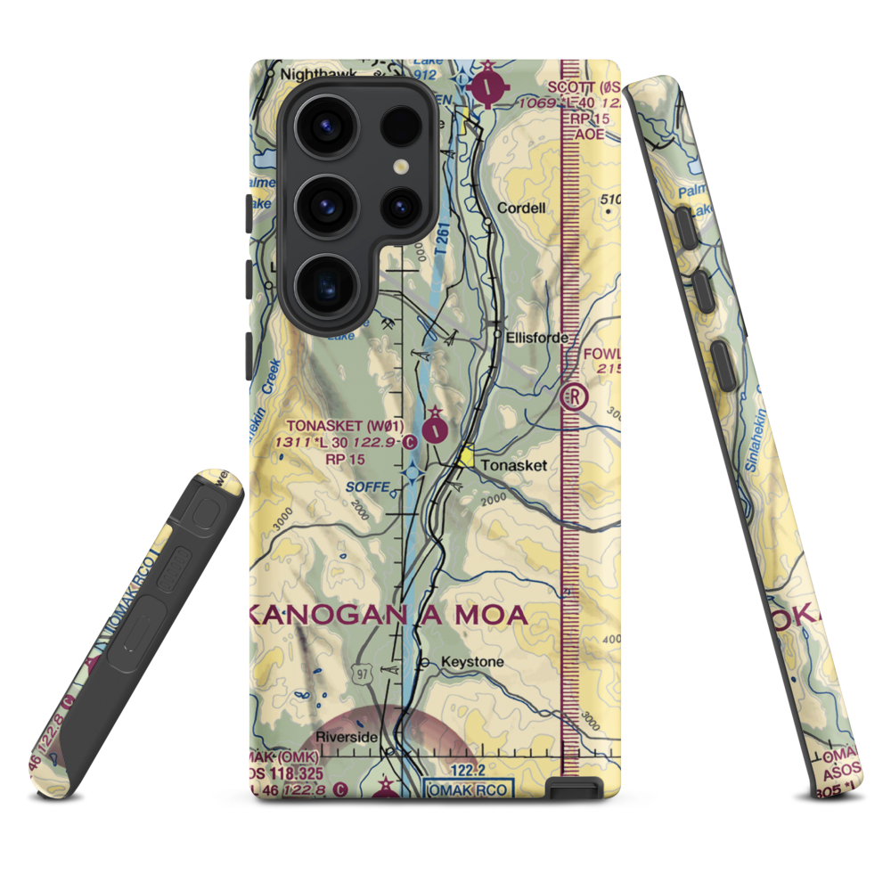 Tonasket Municipal Airport (W01) VFR Sectional Samsung Phone Case Samsung Galaxy S23 Ultra model shown