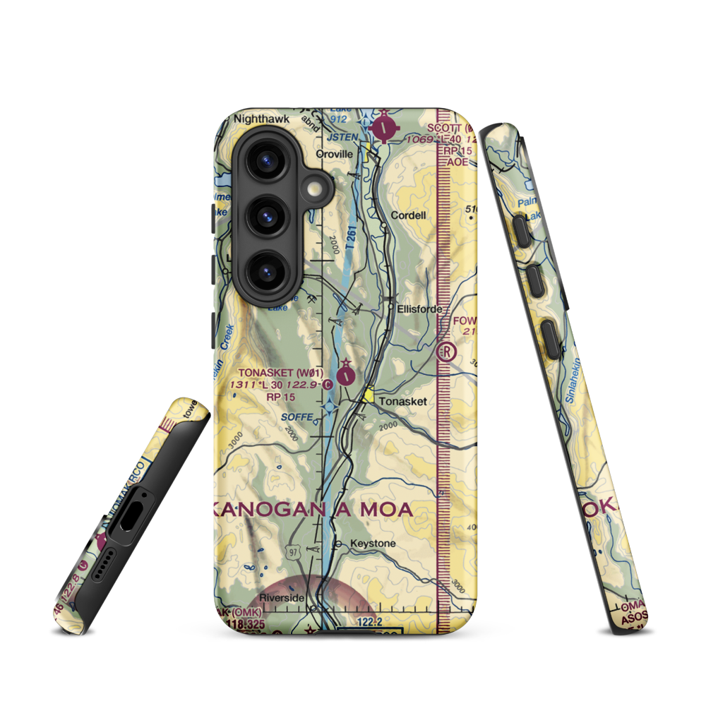 Tonasket Municipal Airport (W01) VFR Sectional Samsung Phone Case Samsung Galaxy S24 model shown
