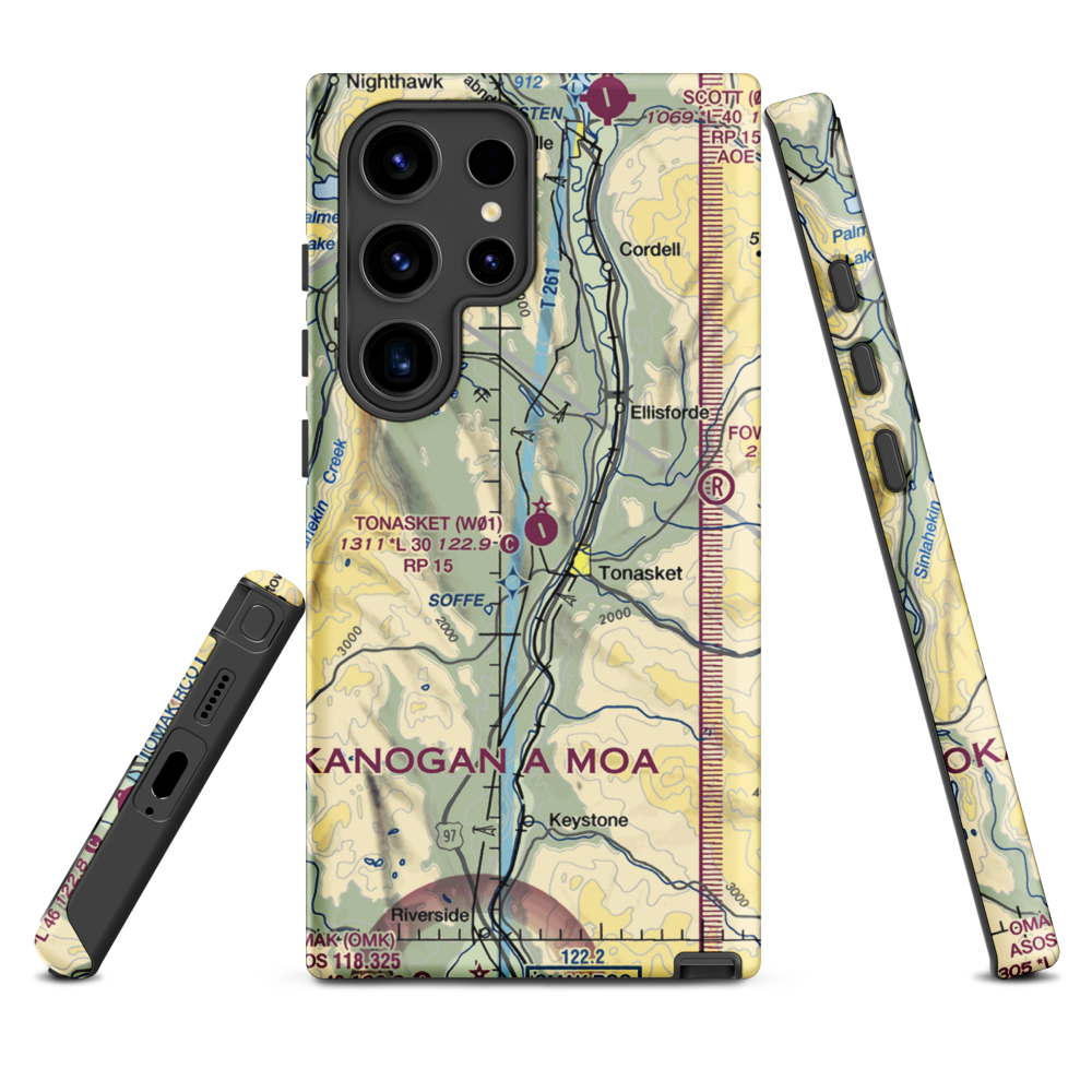 Tonasket Municipal Airport (W01) VFR Sectional Samsung Phone Case Samsung Galaxy S24 Ultra model shown