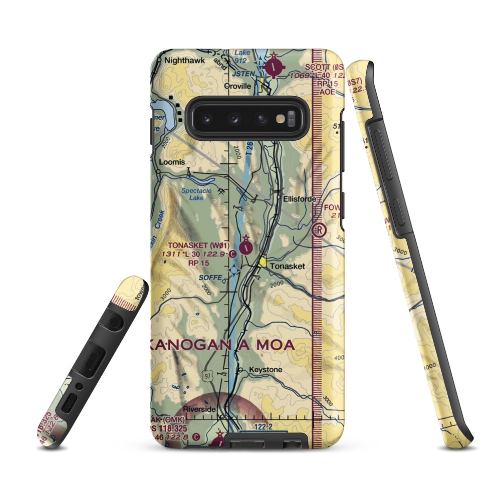 Tonasket Municipal Airport (W01) VFR Sectional Samsung Phone Case Samsung Galaxy S10 Plus model shown