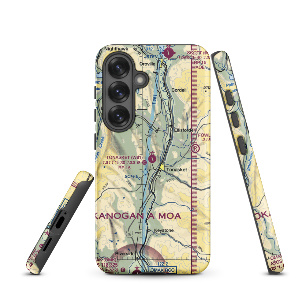Tonasket Municipal Airport (W01) VFR Sectional Samsung Phone Case Samsung Galaxy S25 model shown