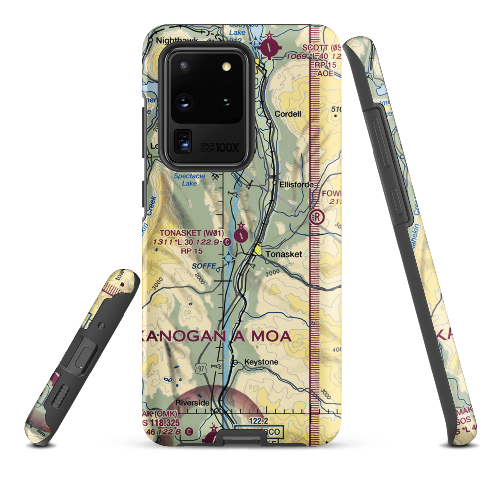 Tonasket Municipal Airport (W01) VFR Sectional Samsung Phone Case Samsung Galaxy S20 Ultra model shown