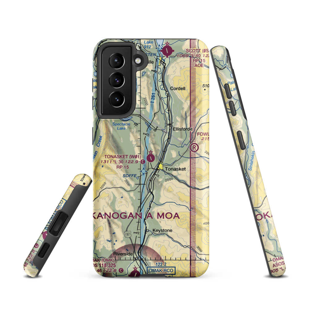 Tonasket Municipal Airport (W01) VFR Sectional Samsung Phone Case Samsung Galaxy S21 model shown