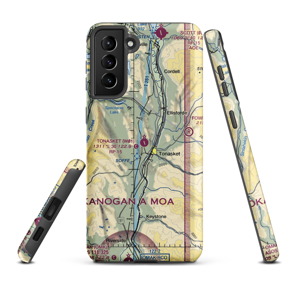 Tonasket Municipal Airport (W01) VFR Sectional Samsung Phone Case Samsung Galaxy S21 FE model shown