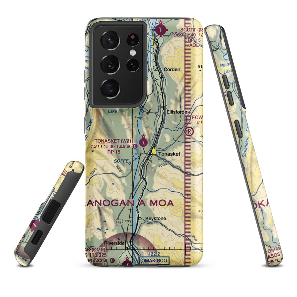Tonasket Municipal Airport (W01) VFR Sectional Samsung Phone Case Samsung Galaxy S21 Ultra model shown