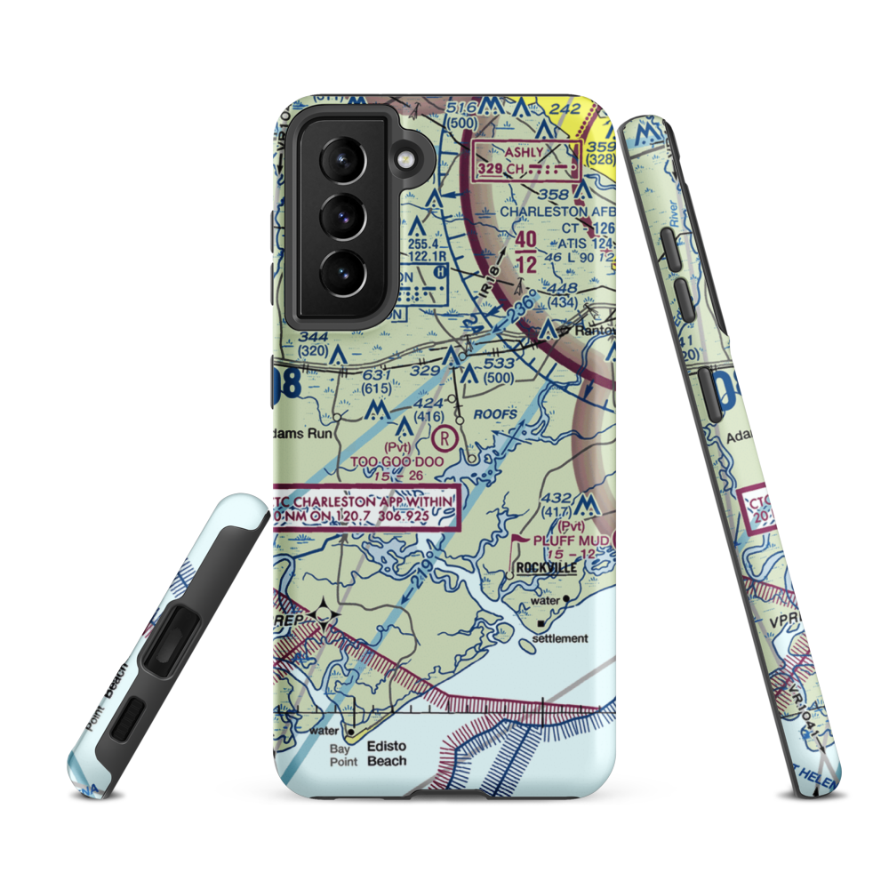Too Goo Doo Farms Airport (SC51) VFR Sectional Samsung Phone Case Samsung Galaxy S21 FE model shown