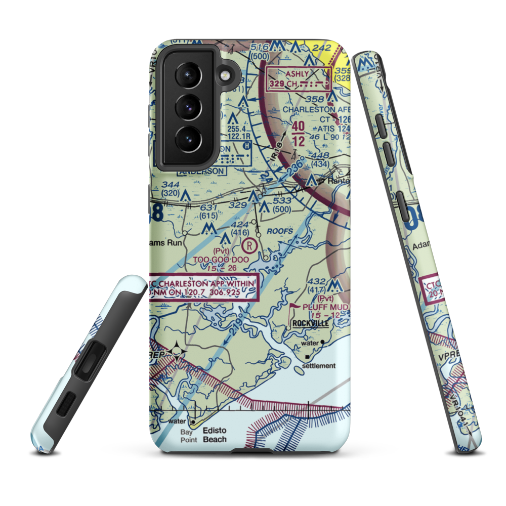 Too Goo Doo Farms Airport (SC51) VFR Sectional Samsung Phone Case Samsung Galaxy S21 FE model shown