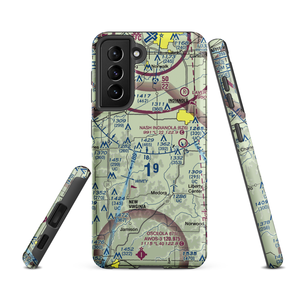 Too Short Airport (IA11) VFR Sectional Samsung Phone Case Samsung Galaxy S21 FE model shown