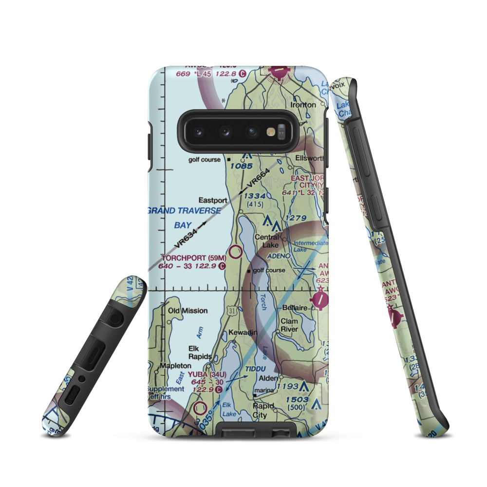 Torchport Airport (59M) VFR Sectional Samsung Phone Case Samsung Galaxy S10 model shown