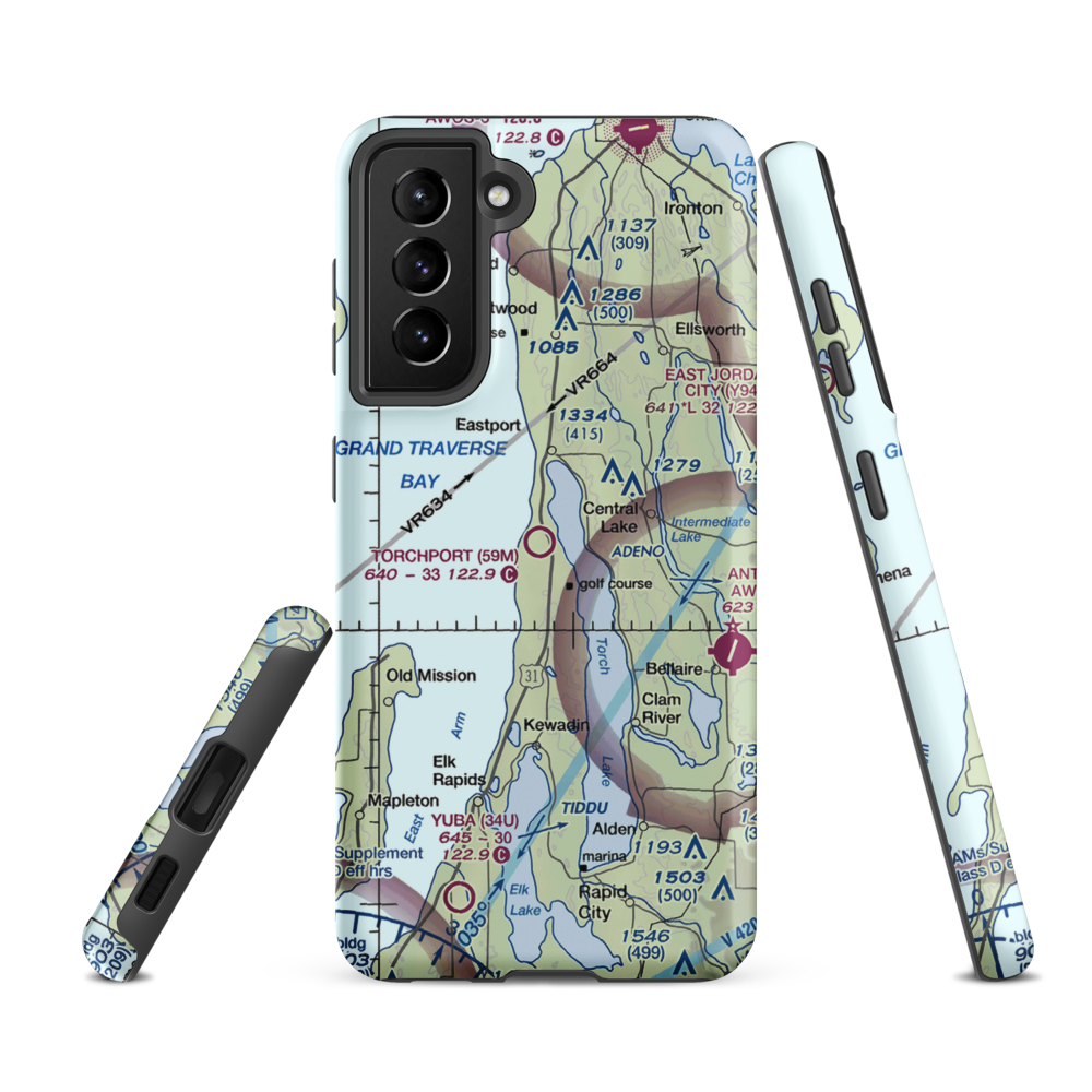 Torchport Airport (59M) VFR Sectional Samsung Phone Case Samsung Galaxy S21 FE model shown
