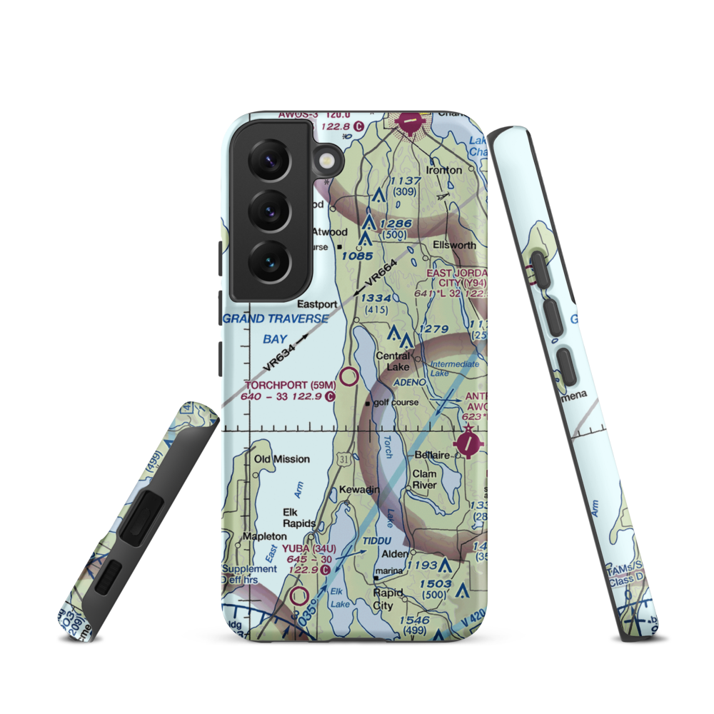 Torchport Airport (59M) VFR Sectional Samsung Phone Case Samsung Galaxy S22 model shown