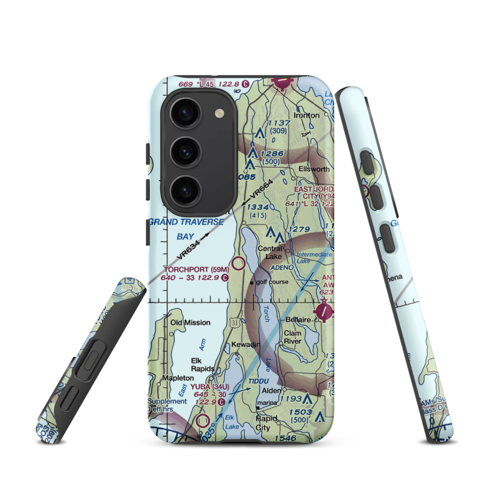 Torchport Airport (59M) VFR Sectional Samsung Phone Case Samsung Galaxy S23 model shown