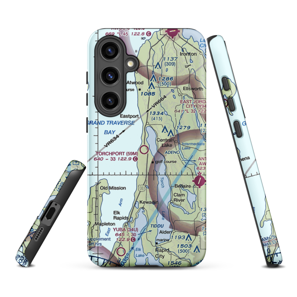 Torchport Airport (59M) VFR Sectional Samsung Phone Case Samsung Galaxy S24 Plus model shown