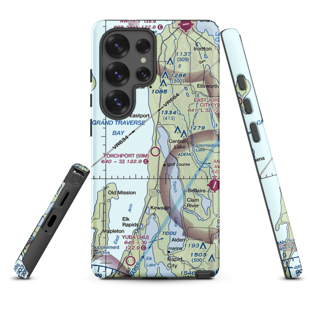Torchport Airport (59M) VFR Sectional Samsung Phone Case Samsung Galaxy S25 Ultra model shown