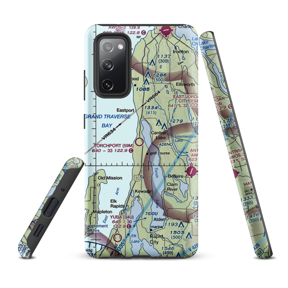Torchport Airport (59M) VFR Sectional Samsung Phone Case Samsung Galaxy S20 FE model shown