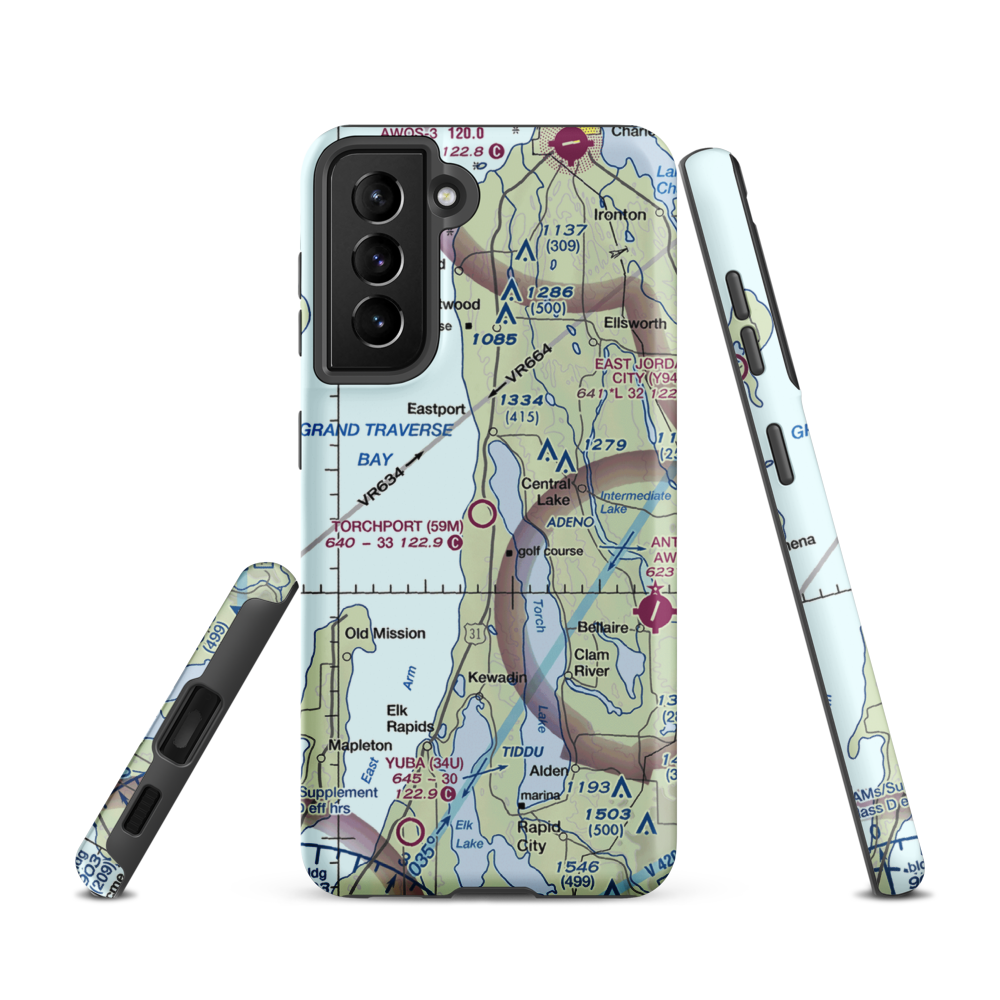 Torchport Airport (59M) VFR Sectional Samsung Phone Case Samsung Galaxy S21 model shown