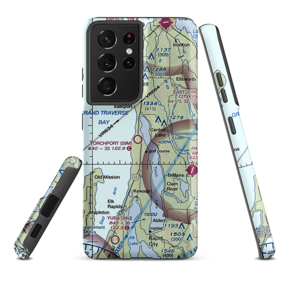 Torchport Airport (59M) VFR Sectional Samsung Phone Case Samsung Galaxy S21 Ultra model shown