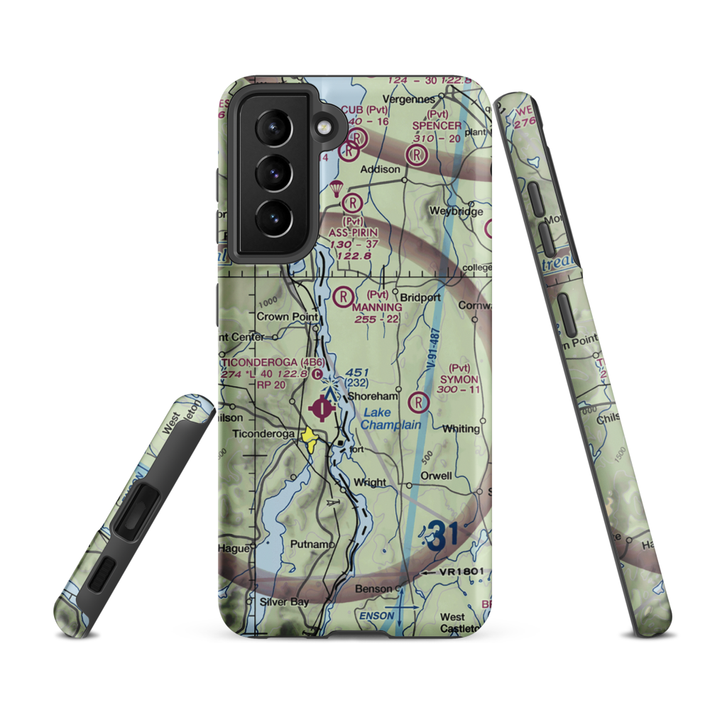 Torrey Airport (VT24) VFR Sectional Samsung Phone Case Samsung Galaxy S21 FE model shown