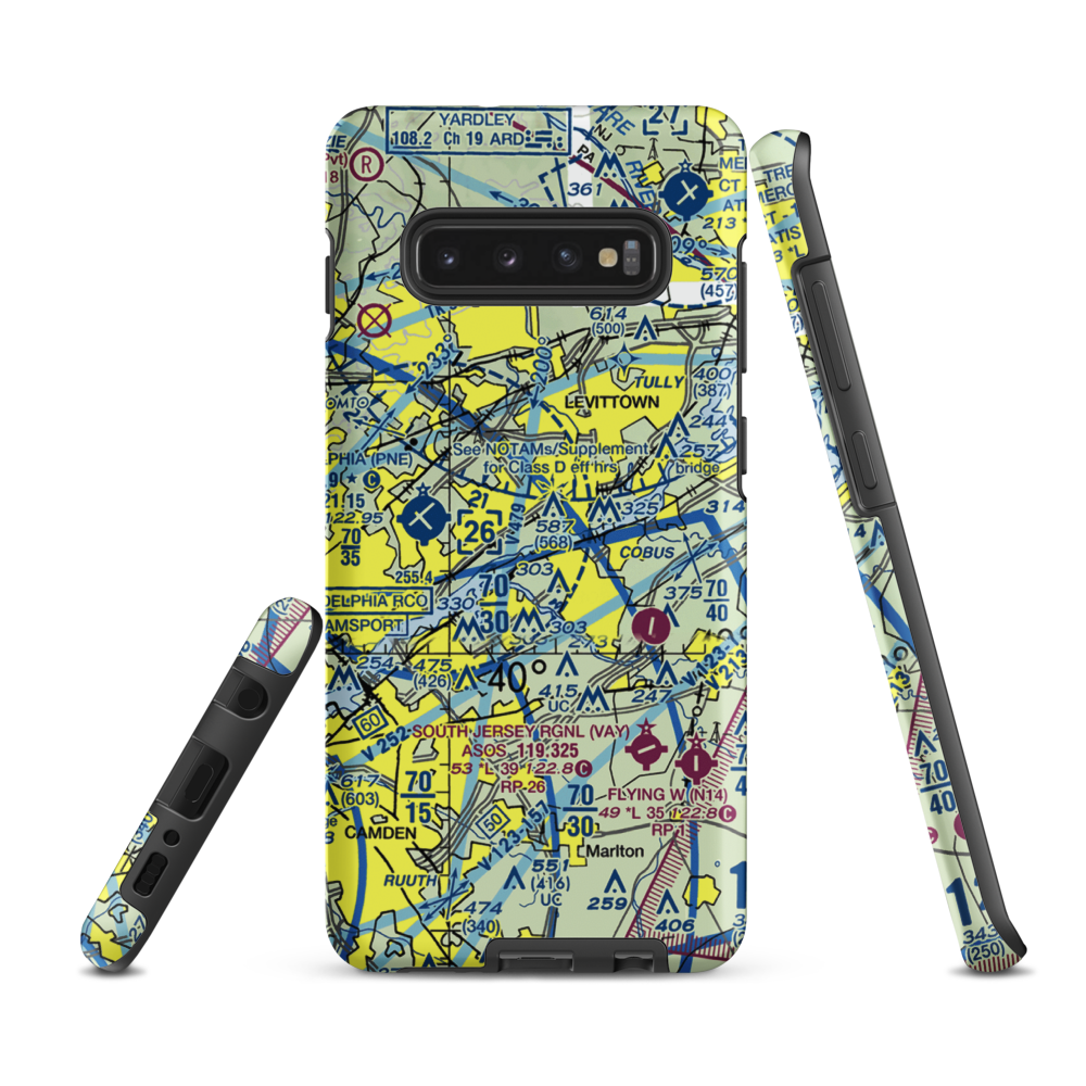 Total Rf Heliport (00A) VFR Sectional Samsung Phone Case Samsung Galaxy S10 Plus model shown