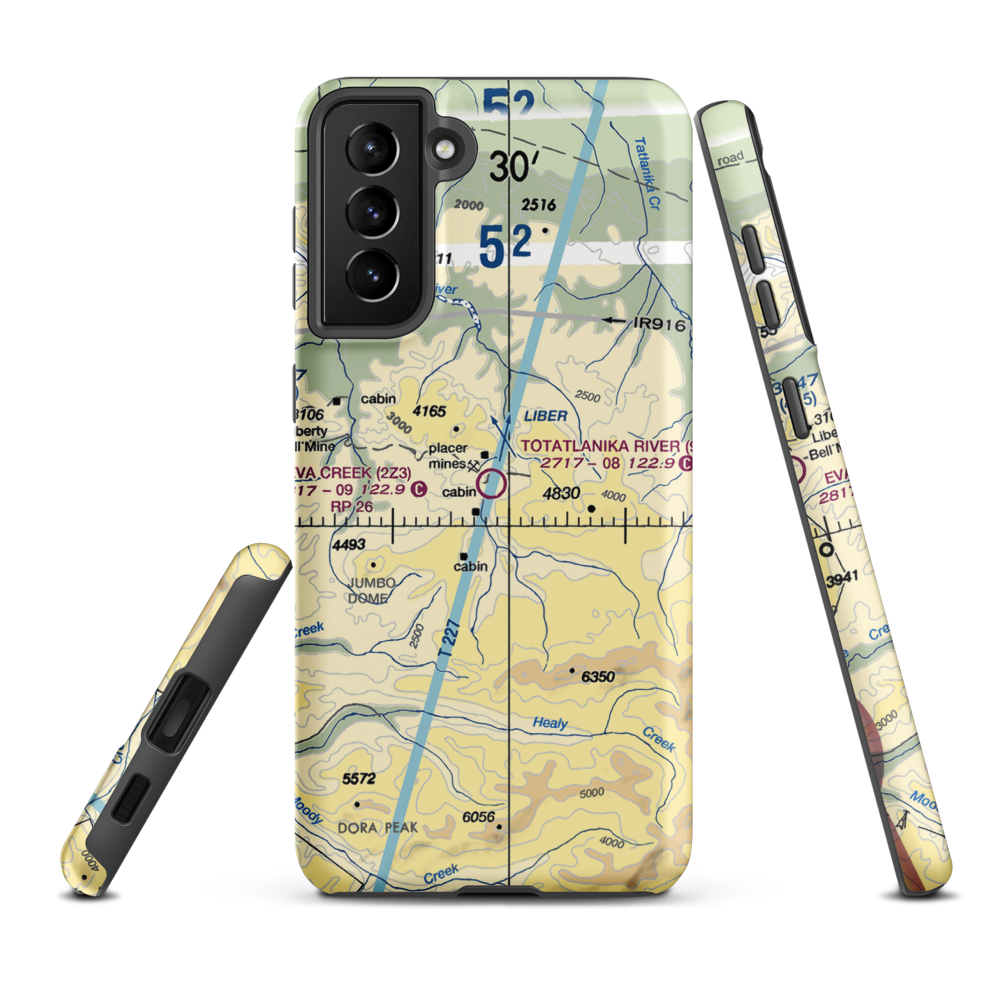 Totatlanika River Airport (9AK) VFR Sectional Samsung Phone Case Samsung Galaxy S21 Plus model shown
