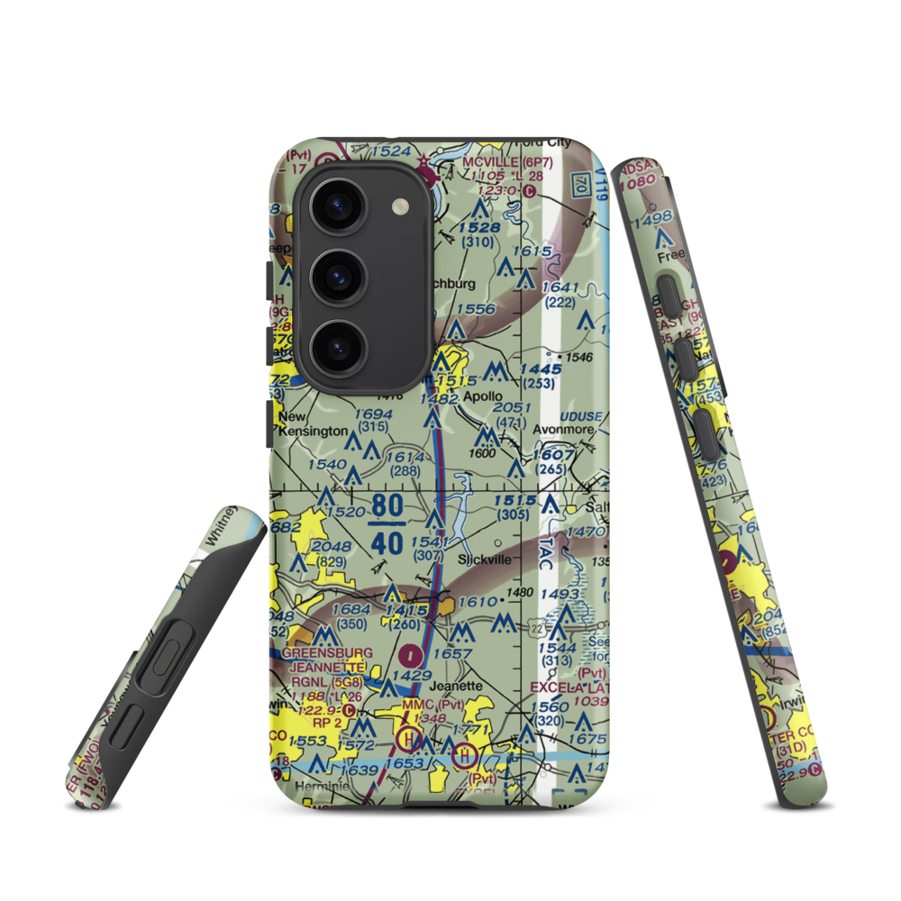 Tower Airfield (6PA1) VFR Sectional Samsung Phone Case Samsung Galaxy S23 model shown