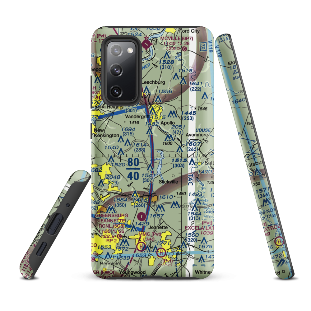 Tower Airfield (6PA1) VFR Sectional Samsung Phone Case Samsung Galaxy S20 FE model shown