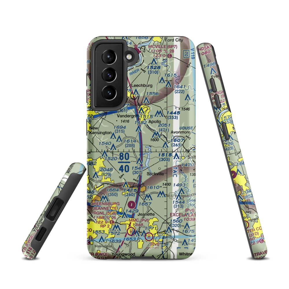 Tower Airfield (6PA1) VFR Sectional Samsung Phone Case Samsung Galaxy S21 model shown