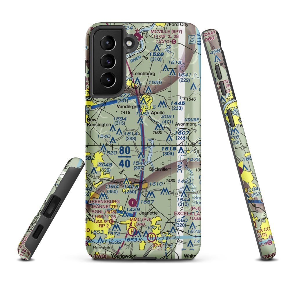 Tower Airfield (6PA1) VFR Sectional Samsung Phone Case Samsung Galaxy S21 FE model shown