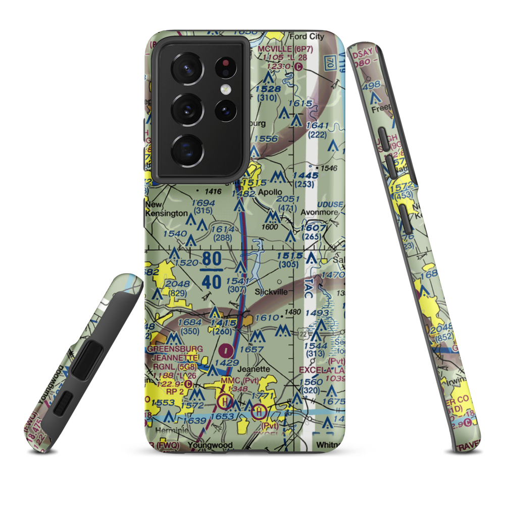 Tower Airfield (6PA1) VFR Sectional Samsung Phone Case Samsung Galaxy S21 Ultra model shown