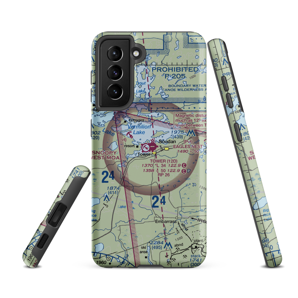 Tower Municipal Airport (12D) VFR Sectional Samsung Phone Case Samsung Galaxy S21 FE model shown