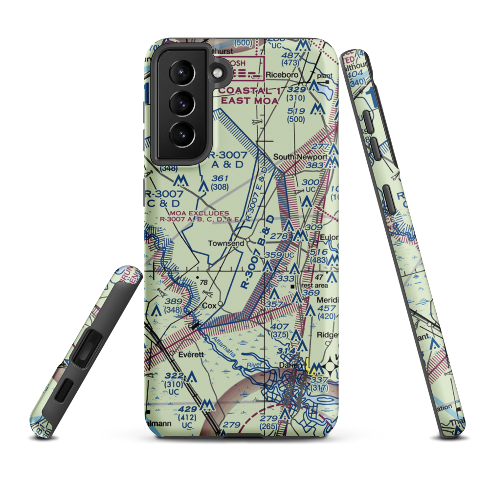 Townsend Air Strip (GA45) VFR Sectional Samsung Phone Case Samsung Galaxy S21 Plus model shown