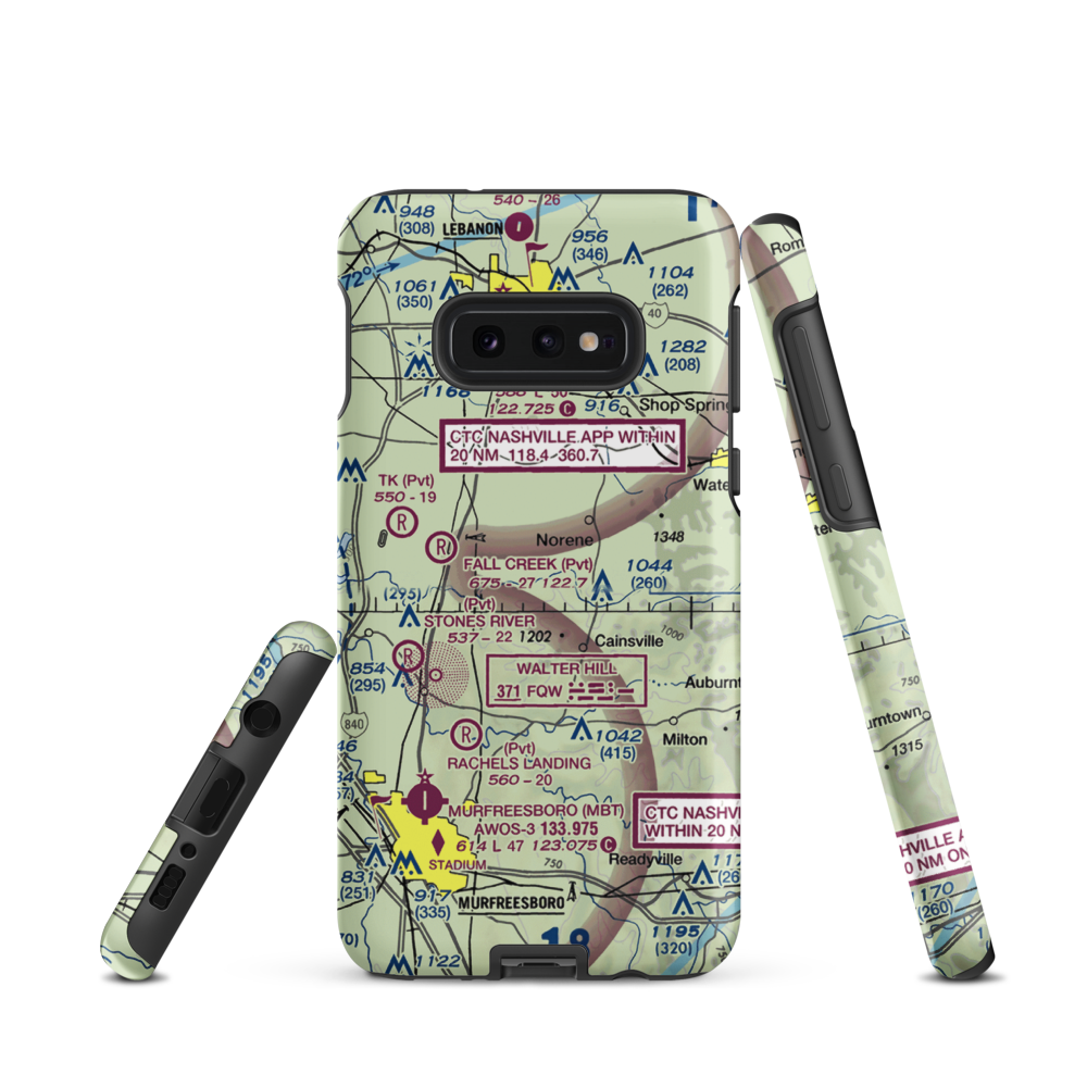 Toy Box Airport (9TN9) VFR Sectional Samsung Phone Case Samsung Galaxy S10e model shown