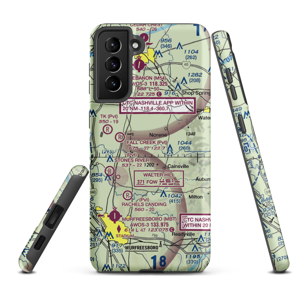 Toy Box Airport (9TN9) VFR Sectional Samsung Phone Case Samsung Galaxy S21 FE model shown