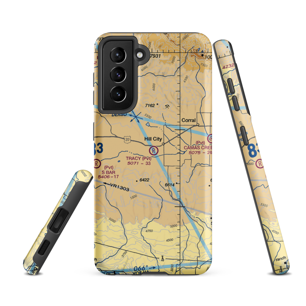 Tracy Ranch Airport (ID88) VFR Sectional Samsung Phone Case Samsung Galaxy S21 FE model shown