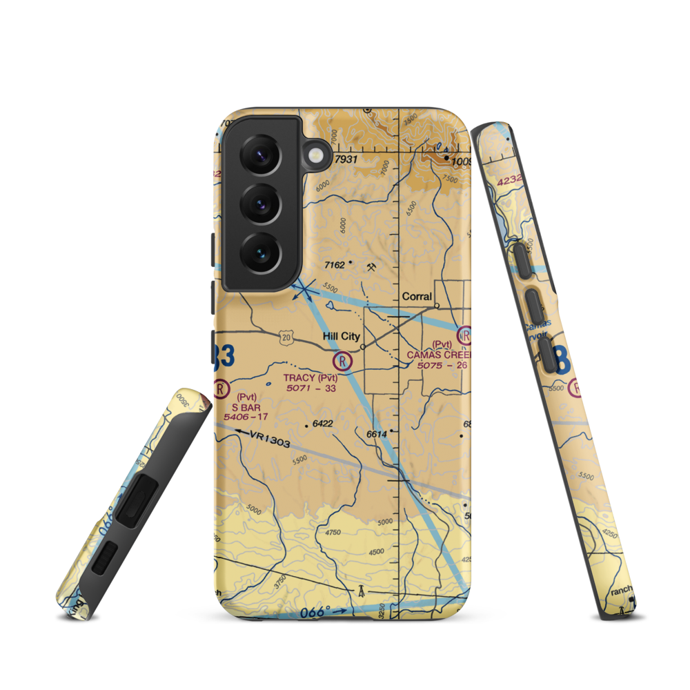 Tracy Ranch Airport (ID88) VFR Sectional Samsung Phone Case Samsung Galaxy S22 model shown