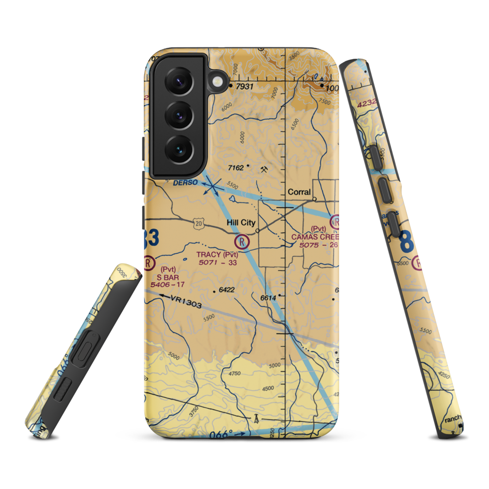 Tracy Ranch Airport (ID88) VFR Sectional Samsung Phone Case Samsung Galaxy S22 Plus model shown