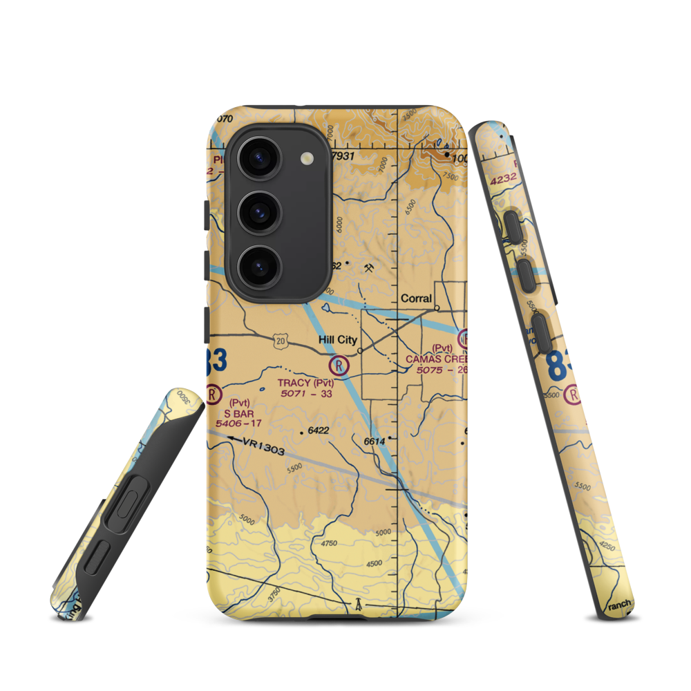 Tracy Ranch Airport (ID88) VFR Sectional Samsung Phone Case Samsung Galaxy S23 model shown