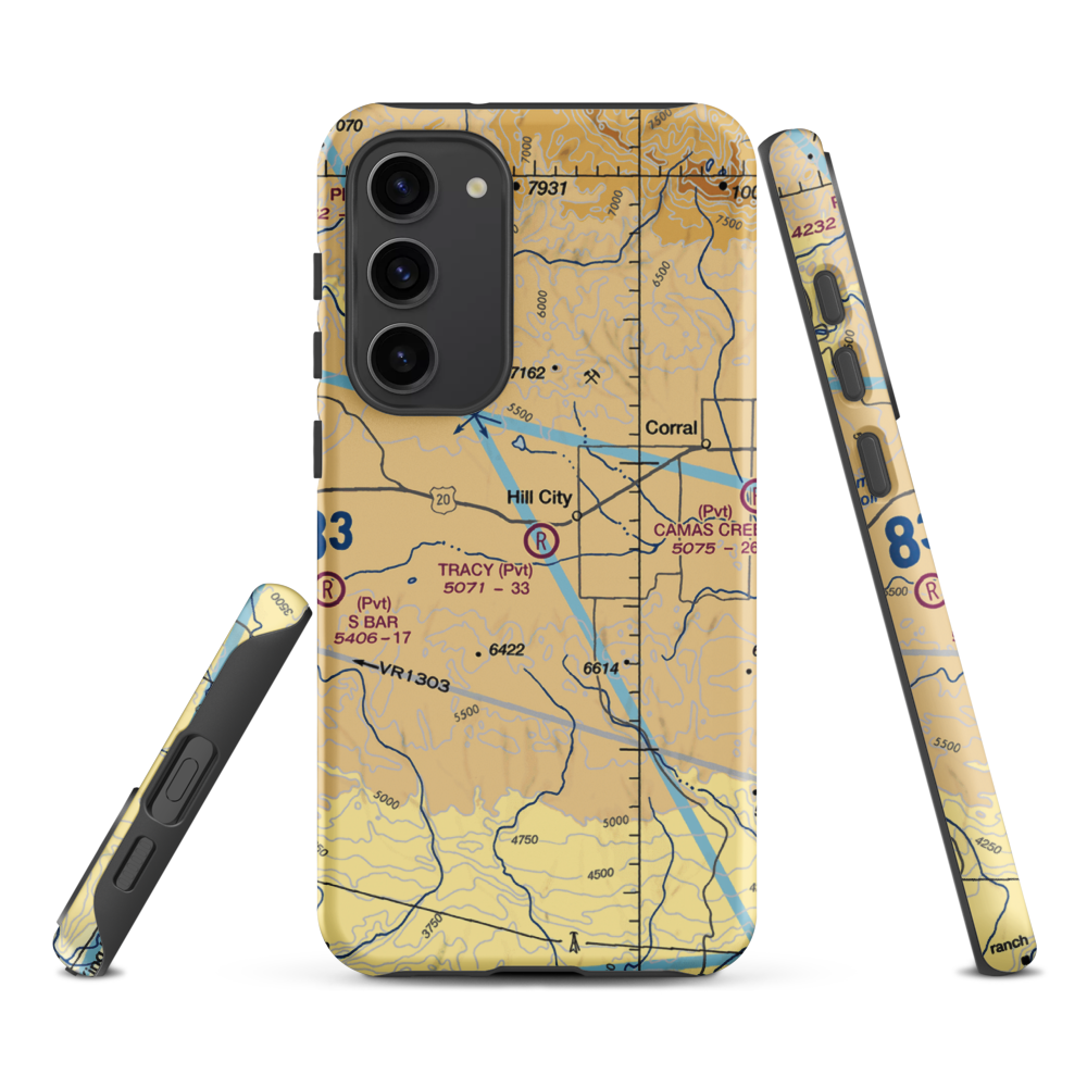 Tracy Ranch Airport (ID88) VFR Sectional Samsung Phone Case Samsung Galaxy S23 Plus model shown