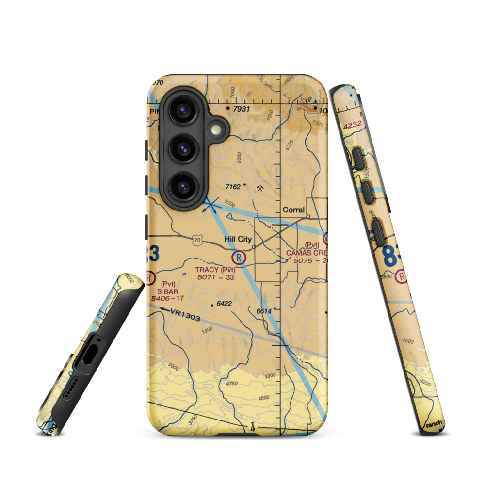 Tracy Ranch Airport (ID88) VFR Sectional Samsung Phone Case Samsung Galaxy S24 model shown